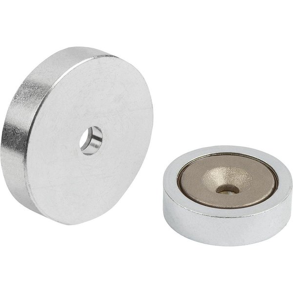 Kipp Magnet Shallow Pot Magnet H=7 Smco, Round, Comp:Steel, D1=4, 5, D=25 ±0, 15 K1401.25